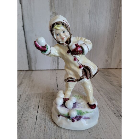 Royal Worcester 3458 December RARE snowball girl xmas figure - Picture 1 of 7